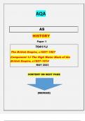 AQA  AS  HISTORY  Paper 1  7041/1J [The British Empire, c1857–1967 Component 1J The High Water Mark of the British Empire, c1857–1914]QUESTIONS & MARKING SCHEME MERGED|| RATED 100%