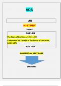 AQA  AS  HISTORY  Paper 2  7041/2B  [The Wars of the Roses, 1450–1499 Component 2B The Fall of the House of Lancaster, 1450–1471 ]QUESTIONS & MARKING SCHEME MERGED| GRADED A+|