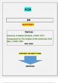 AQA  AS  HISTORY   7041/2J [America: A Nation Divided, c1845–1877 Component 2J The origins of the American Civil War, c1845–1861] |QUESTIONS & MARKING SCHEME MERGED| GRADED A+||