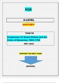 AQA  A-LEVEL  HISTORY   7042/1D ||Component 1D Stuart Britain and the Crisis of Monarchy, 1603–1702||QUESTIONS & MARKING SCHEME MREGED|| GRADED A+