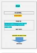 AQA  A-LEVEL  HISTORY   7042/1E ||Component 1E Russia in the Age of Absolutism and Enlightenment, 1682–1796 ||QUESTIONS & MARKING SCHEME MERGED ||