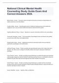 National Clinical Mental Health Counseling Study Guide Exam And Correct Answers 2024.