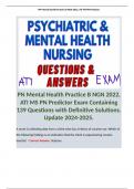 PN Mental Health Practice B NGN 2022, ATI MS PN Predictor Exam Containing 139 Questions with Definitive Solutions. Update 2024-2025. Terms like: A nurse is collecting data from a client who has a history of cocaine use. Which of the following findings is 