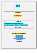 AQA A-LEVEL HISTORY 7042/1G ||Component 1G Challenge and transformation: Britain, c1851–1964||QUESTIONS AND ANSWERS MERGRD|| GRADED A+