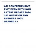 ATI COMPREHENSIVE EXIT EXAM WITH NGN LATEST UPDATE 2024 180 QUESTION AND ANSWERS 100% GRADED A+