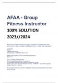 AFAA Primary Group  Exercise Practice Test 100% SOLUTION A training variable that should be considered when designing an exercise program is: -  ANSWER alignment Which activity utilizes the aerobic energy system? - ANSWER Indoor cycling The Karvonen formu