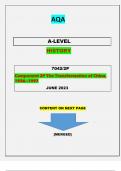 AQA  A-LEVEL  HISTORY   7042/2P Component 2P The Transformation of China, 1936–1997||MERGED||GRADED A+