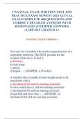 CNA FINAL EXAM, WRITTEN TEST AND  PRACTICE EXAM NEWEST 2024 ACTUAL  EXAM COMPLETE 400 QUESTIONS AND  CORRECT DETAILED ANSWERS WITH  RATIONALES (VERIFIED ANSWERS)  |ALREADY GRADED A+