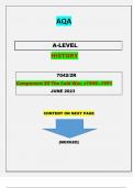 AQA  A-LEVEL  HISTORY   7042/2R ||Component 2R The Cold War, c1945–1991||questions & marking scheme merged|| GRADED A+||