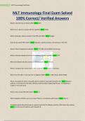 MLT Immunology Final Exam Solved 100% Correct/ Verified Answers