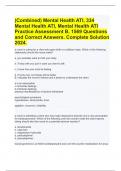 (Combined) Mental Health ATI, 334 Mental Health ATI, Mental Health ATI Practice Assessment B. 1569 Questions and Correct Answers. Complete Solution 2024.