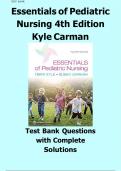 Test Bank For Essentials of Pediatric Nursing 4th Edition by Theresa Kyle||All Chapters||ISBN NO:10,1975139844||ISBN NO:13,978-1975139841||Complete Guide A+