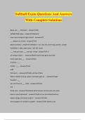 Softball Exam Questions And Answers With Complete Solutions