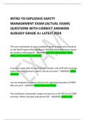  INTRO TO EXPLOSIVE SAFETY MANAGEMENT EXAM (ACTUAL EXAM) QUESTIONS WITH CORRECT ANSWERS ALREADY GRADE A+ LATEST 2024