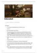 Summary Educated by Tara Westover -  English 