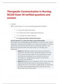 Therapeutic Communication in Nursing NCLEX Exam 50 verified questions and answers latest update 2024