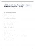 ACRP Certification Exam Abbreviation List Questions And Answers