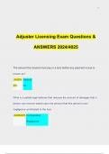 Adjuster Licensing Exam Questions & ANSWERS 2024/2025