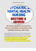 ATI Mental Health Proctored Exam Review Containing 156 Questions with Definitive Solutions 2024-2025.