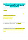 Real Estate: Property Management Exam Questions/Answers Latest Version  Already Graded A