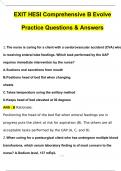 EXIT HESI Comprehensive B Evolve Practice Questions and Answers Latest 2024/2025 Grade Booster Update