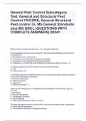 General Pest Control Subcategory Test, General and Structural Pest Control 7A/CORE, General Structural Pest control 7a, MS General Standards plus MS GRCL (QUESTIONS WITH COMPLETE ANSWERS) 2024!!