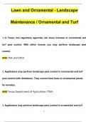 Lawn and Ornamental - Landscape Maintenance Ornamental and Turf Questions and Answers (2024 / 2025) (Verified Answers)