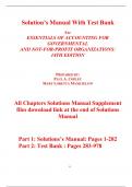 Solutions Manual with Test bank for Essentials of Accounting for Governmental and Not-for-Profit Organizations 14th Edition By Paul Copley (All Chapters, 100% Original Verified, A+ Grade)