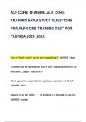 ALF CORE TRAINING,ALF CORE  TRAINING EXAM STUDY QUESTIONS  FOR ALF CORE TRAINING TEST FOR  FLORIDA 2024 -2025.