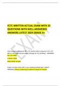 FCTC WRITTEN ACTUAL EXAM WITH 35  QUESTIONS WITH WELL ANSWERED ANSWERS LATEST 2024 GRADE A+ 