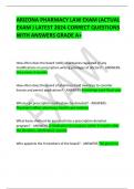 ARIZONA PHARMACY LAW EXAM (ACTUAL EXAM ) LATEST 2024 CORRECT QUESTIONS WITH ANSWERS GRADE A+