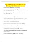 Health and Safety Officer Exam Prep Test Questions with 100% Correct Answers