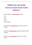 BUNDLE for WEBCE Life and Health Insurance Exam Study Guide Rated A+ | WEBCE Practice Exam | Answered and Graded A+ Latest 2024