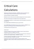 Critical Care  Calculations