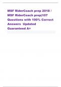 MSF RiderCoach prep|107  Questions with 100% Correct  Answers Updated  Guaranteed A+