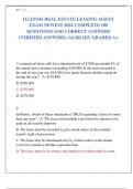 ILLINOIS REAL ESTATE LEASING AGENT EXAM NEWEST 2024 COMPLETE 100 QUESTIONS AND CORRECT ANSWERS (VERIFIED ANSWERS) |ALREADY GRADED A+ 