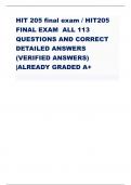 HIT 205 final exam/ HIT205  FINAL EXAM ALL 113 QUESTIONS AND CORRECT  DETAILED ANSWERS  (VERIFIED ANSWERS)  |ALREADY GRADED A+