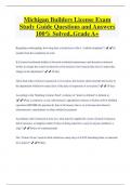 Michigan Builders License Exam  Study Guide Questions and Answers  100% Solved..Grade A+ 