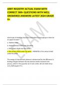 ARRT REGISTRY ACTUAL EXAM WITH  CORRECT 300+ QUESTIONS WITH WELL  ANSWERED ANSWERS LATEST 2024 GRADE A+   