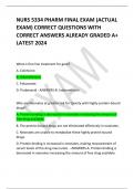 NURS 5334 PHARM FINAL EXAM (ACTUAL  EXAM) CORRECT QUESTIONS WITH  CORRECT ANSWERS ALREADY GRADED A+ LATEST 2024    