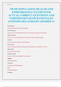 NR 503 POPULATION HEALTH AND  EPIDEMIOLOGY EXAMS WITH  ACTUAL CORRECT QUESTIONS AND  VERIFIED DETAILED RATIONALES  ANSWERS 2024 ALREADY GRADED A+