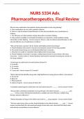 NURS 5334 Adv. Pharmacotherapeutics, Final Review Questions and Answers