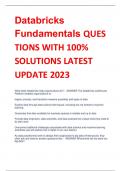 Databricks  Fundamentals QUES TIONS WITH 100%  SOLUTIONS LATEST  UPDATE 2023