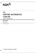 AQA AS Level FURTHER MATHEMATICS 7366/2M Paper 2 Mechanics Mark scheme JUNE 2023