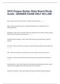 2018 Oregon Barber State Board Study Guide - BARBER EXAM ONLY NO LAW