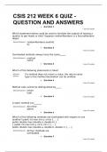 CSIS 212 WEEK 6 QUIZ - QUESTION AND ANSWERS