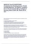 NUR2103 Test #3 QUESTIONS (Contemporary Nursing Issues, Trends and Management, 7th Edition, Chapters 8-9, 21-22, 24 and 26, Mercy College of Nursing, March 2024, Ms. Bedu) Qs & As!!