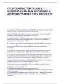 CSLB CONTRACTOR'S LAW & BUSINESS EXAM 2024 QUESTIONS & ANSWERS VERIFIED 100% CORRECT!!