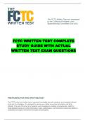 FCTC WRITTEN TEST COMPLETE STUDY GUIDE WITH ACTUAL WRITTEN TEST EXAM QUESTIONS 