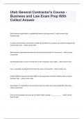 Utah General Contractor's Course - Business and Law Exam Prep With Collect Answer